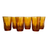 6 verres ambrés vintage