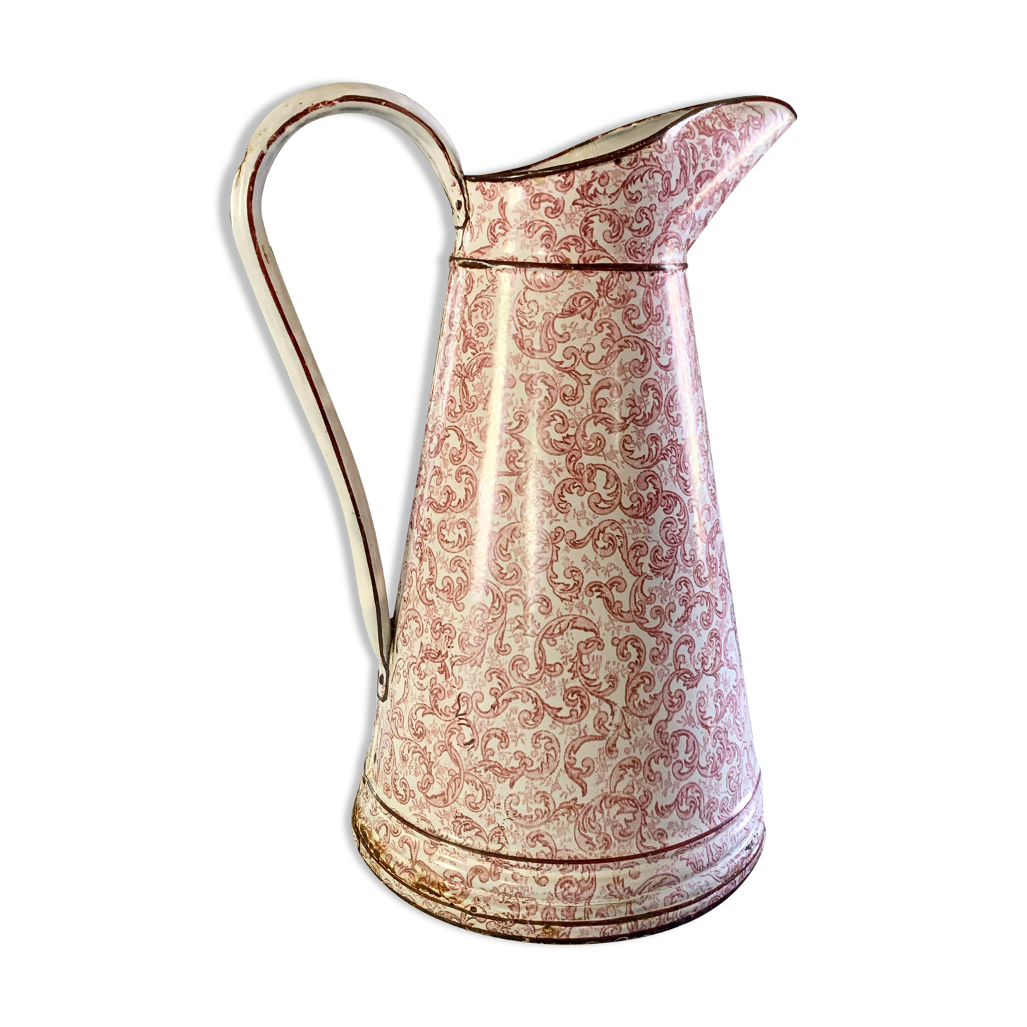 Broc vintage enamel pink and white