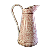 Broc émaille vintage rose et blanc