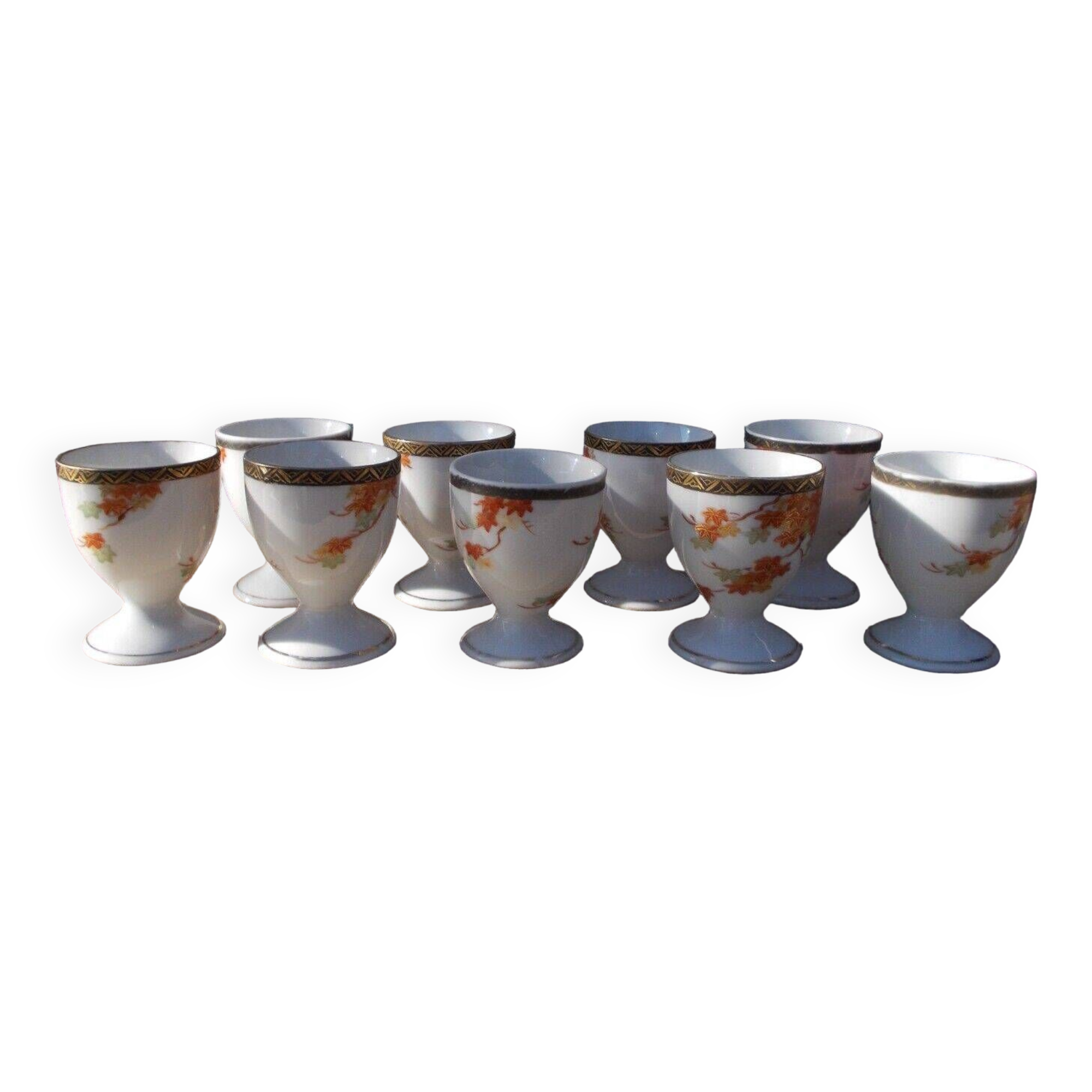 Porcelaine vintage Japon 8 coquetiers décor érables