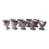 Vintage Japanese porcelain 8 egg cups with maple decor
