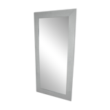 Miroir mural rectangulaire blanc encadrement bois peint et verre, années 1980, 59x119 cm