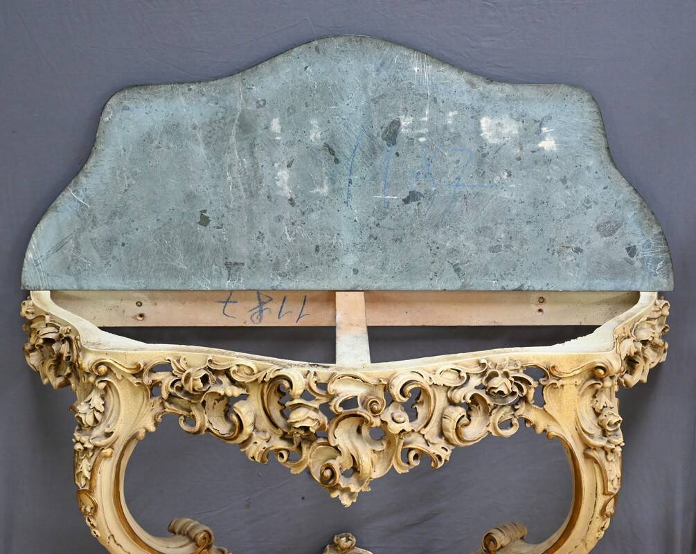 Painted Wooden Console-Mirror Set – 20th Century