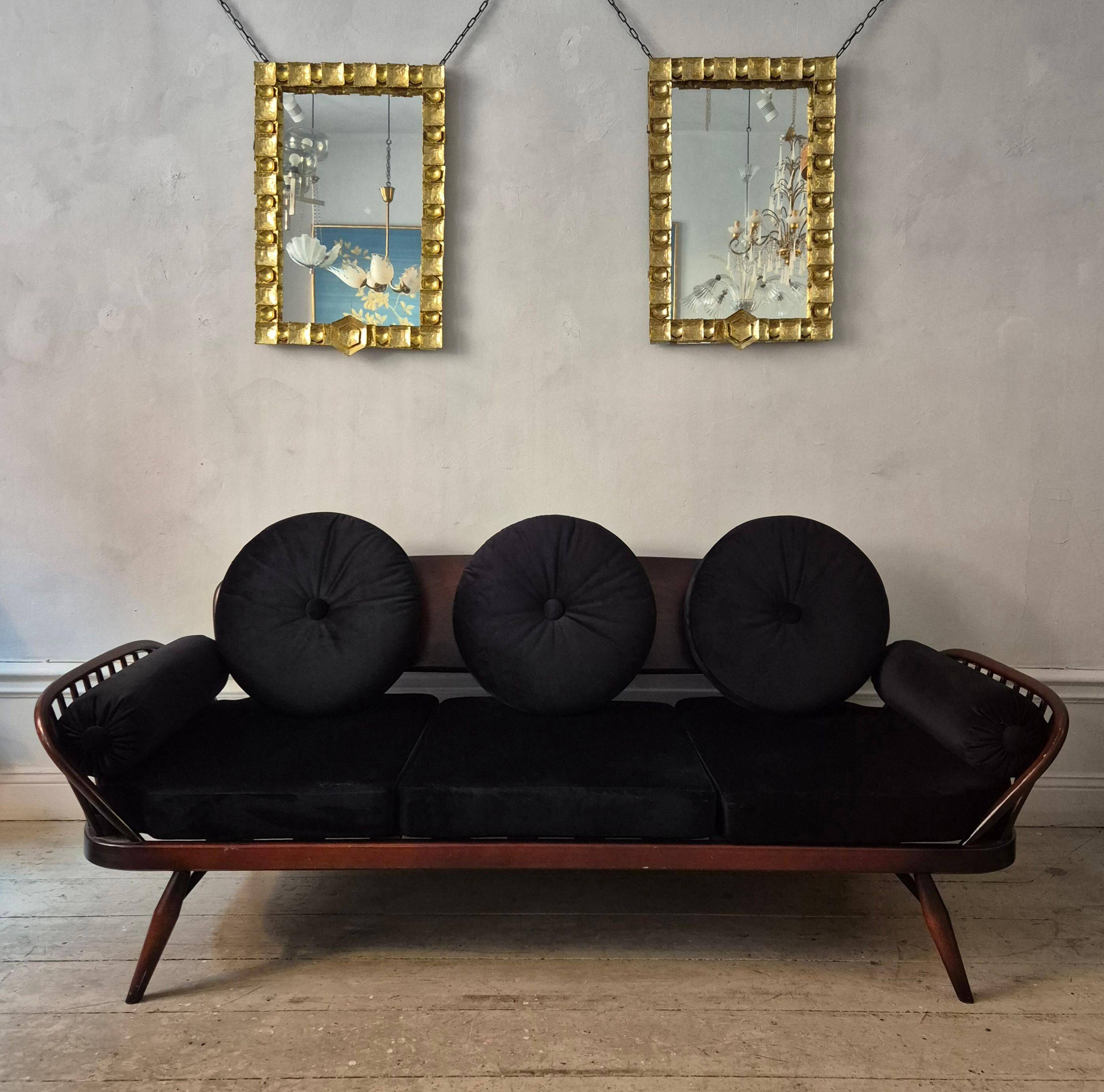 Brutalist brass mirrors by Claës E. Giertta