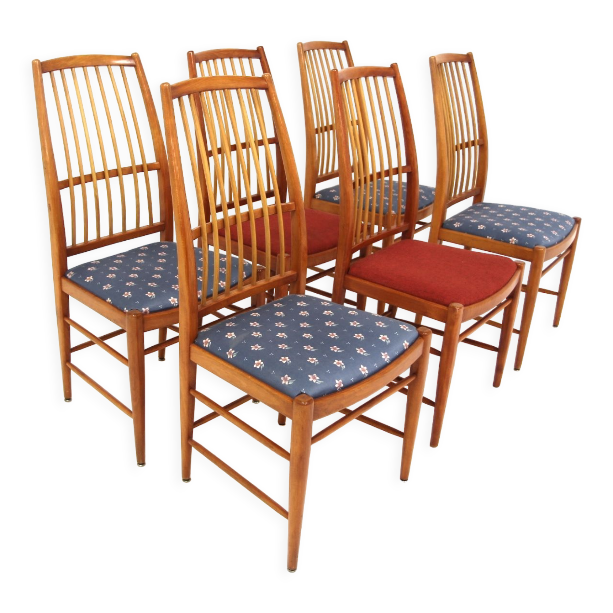 Set of 6 Scandinavian beech chairs, "Napoli" AB Westbergs Möbler, Tranås, Sweden, 1960