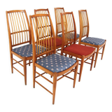Set of 6 Scandinavian beech chairs, "Napoli" AB Westbergs Möbler, Tranås, Sweden, 1960