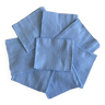 Ensemble de 8 serviettes damassées teintes en bleu rêveur monogrammées MC - coton - 72x60cm