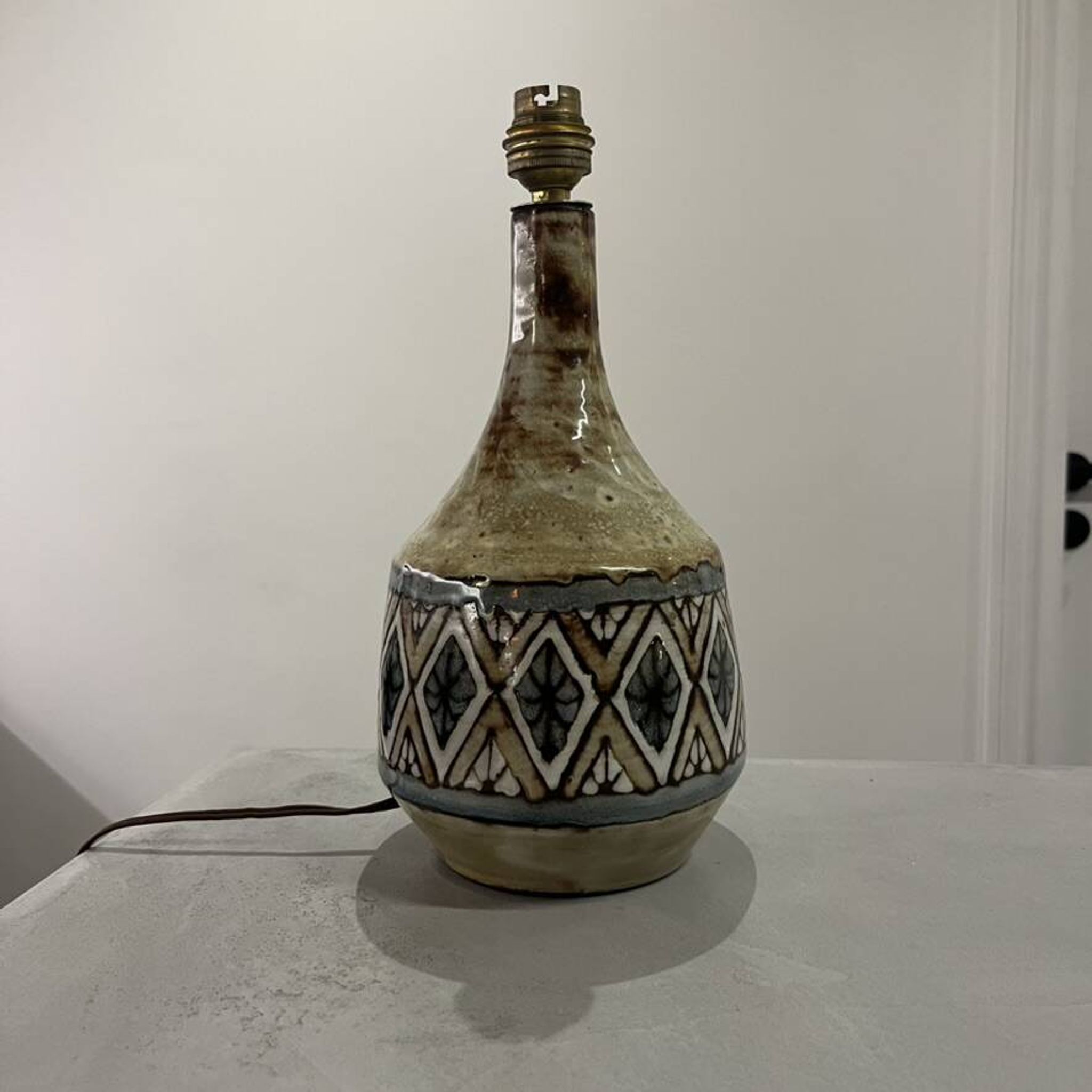 Pied de lampe en céramique de Jean-Claude Malarmey