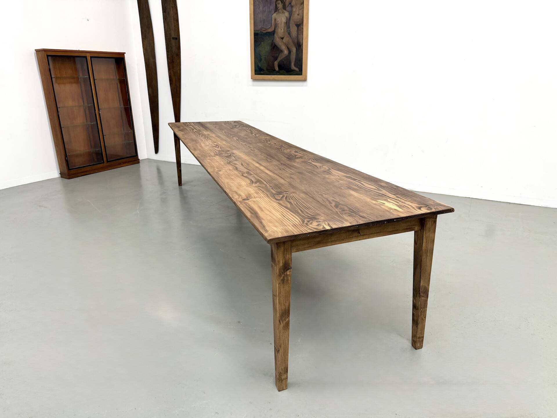 Large XXL Farm Table in Pine – Tapered Legs – L367 cm