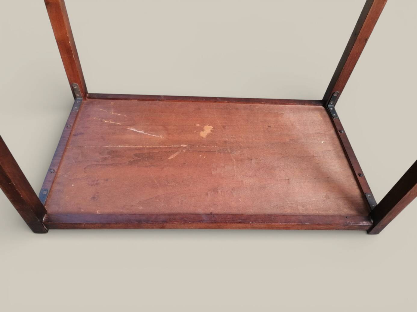 Art Deco wooden serving trolley on wheels.