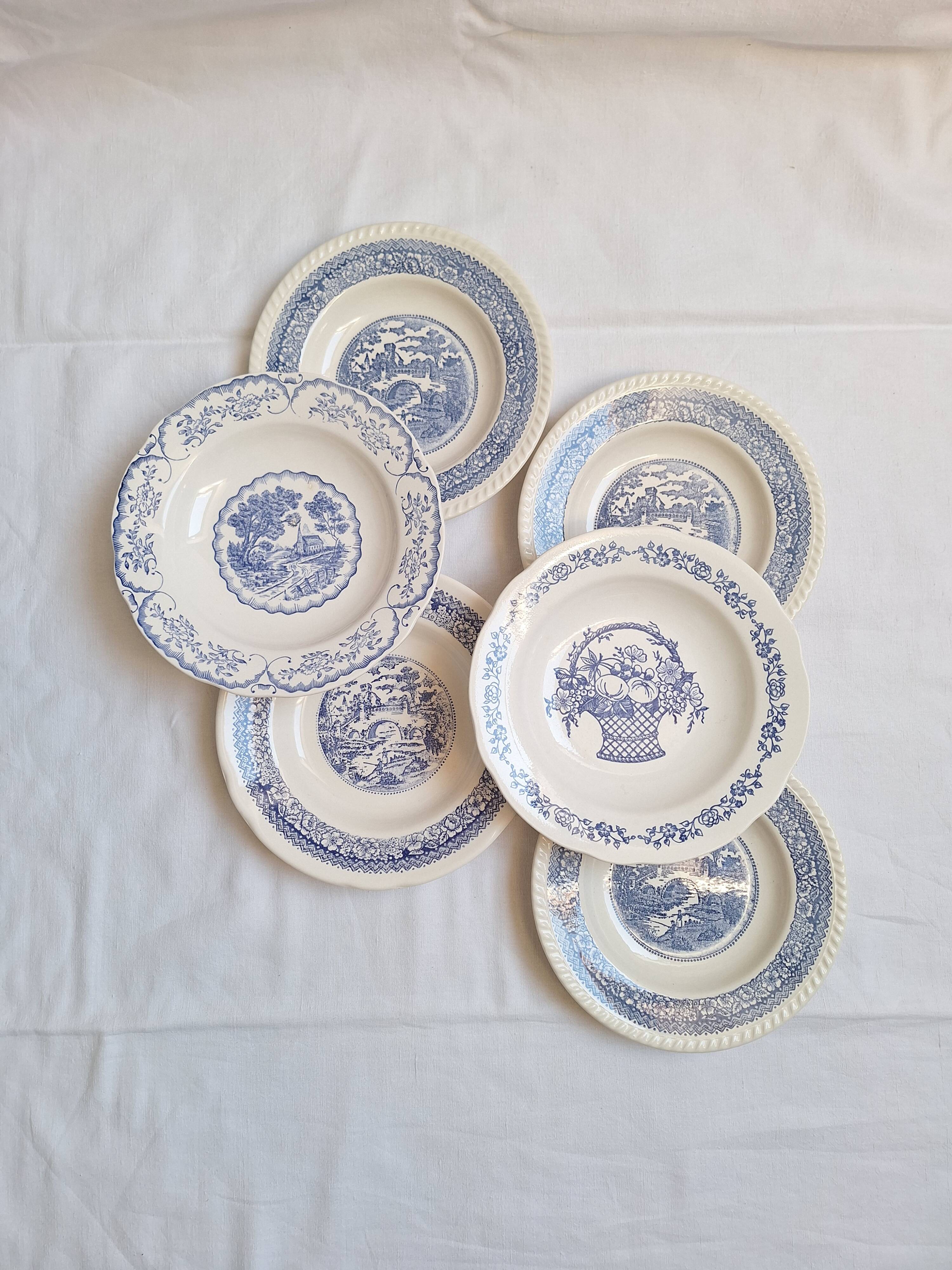 Assiettes creuses bleues paysage