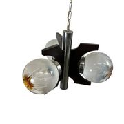 Vintage wooden suspension with Murano glass by Mazzega.