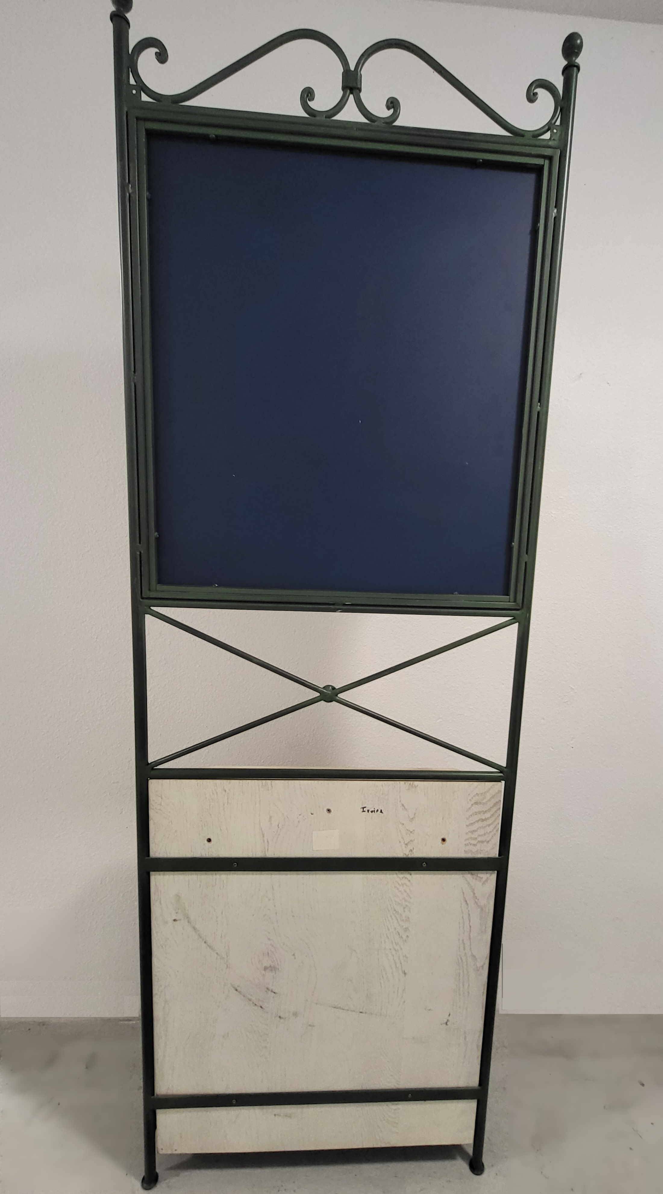 Coat rack, umbrella stand in wood and wrought iron.