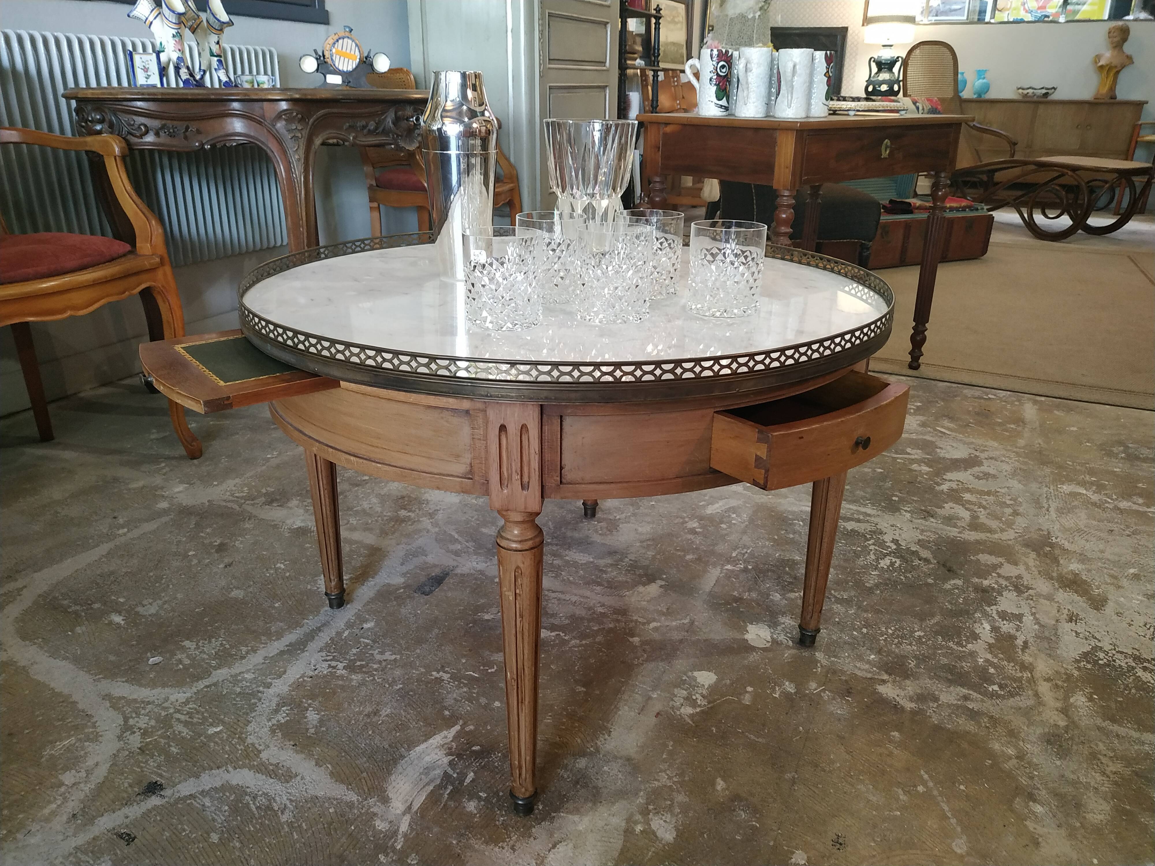 Table basse bouillotte en acajou
