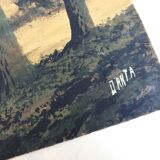 Watercolor signed Darta landscape river and forest