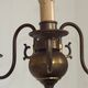 French Vintage Old Aged Bronzed Metal 3 Light Flemish Style Chandelier 4804