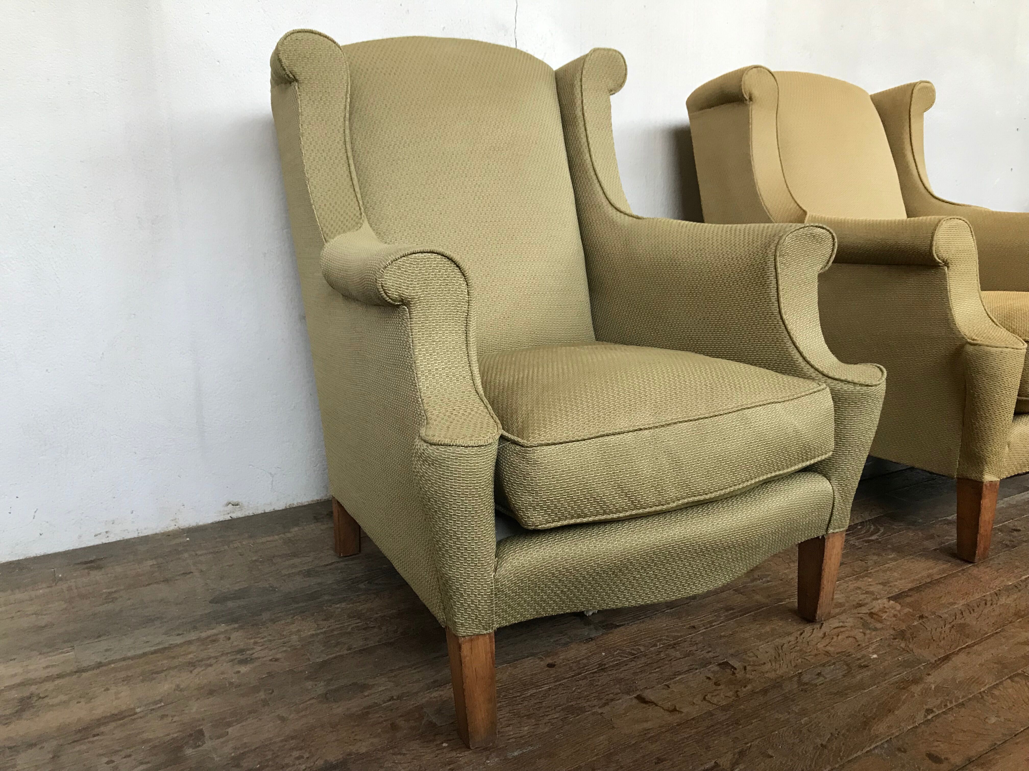 Pair of vintage ear chairs 1950 1960 design italy