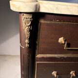 Commode 3 tiroirs de style Louis XVI, marbre et bronzes dorés