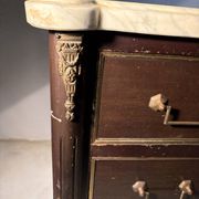 Commode with 3 drawers in Louis XVI style, marble and gilded bronze.