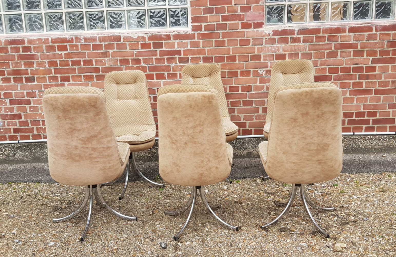 Series of 6 velvet chairs, Gastone Rinaldi 1970