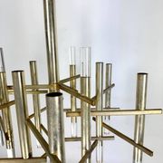 Sciolari 9 lights slight gilded chrome and perspex Chandelier model Ice, Italy 60s