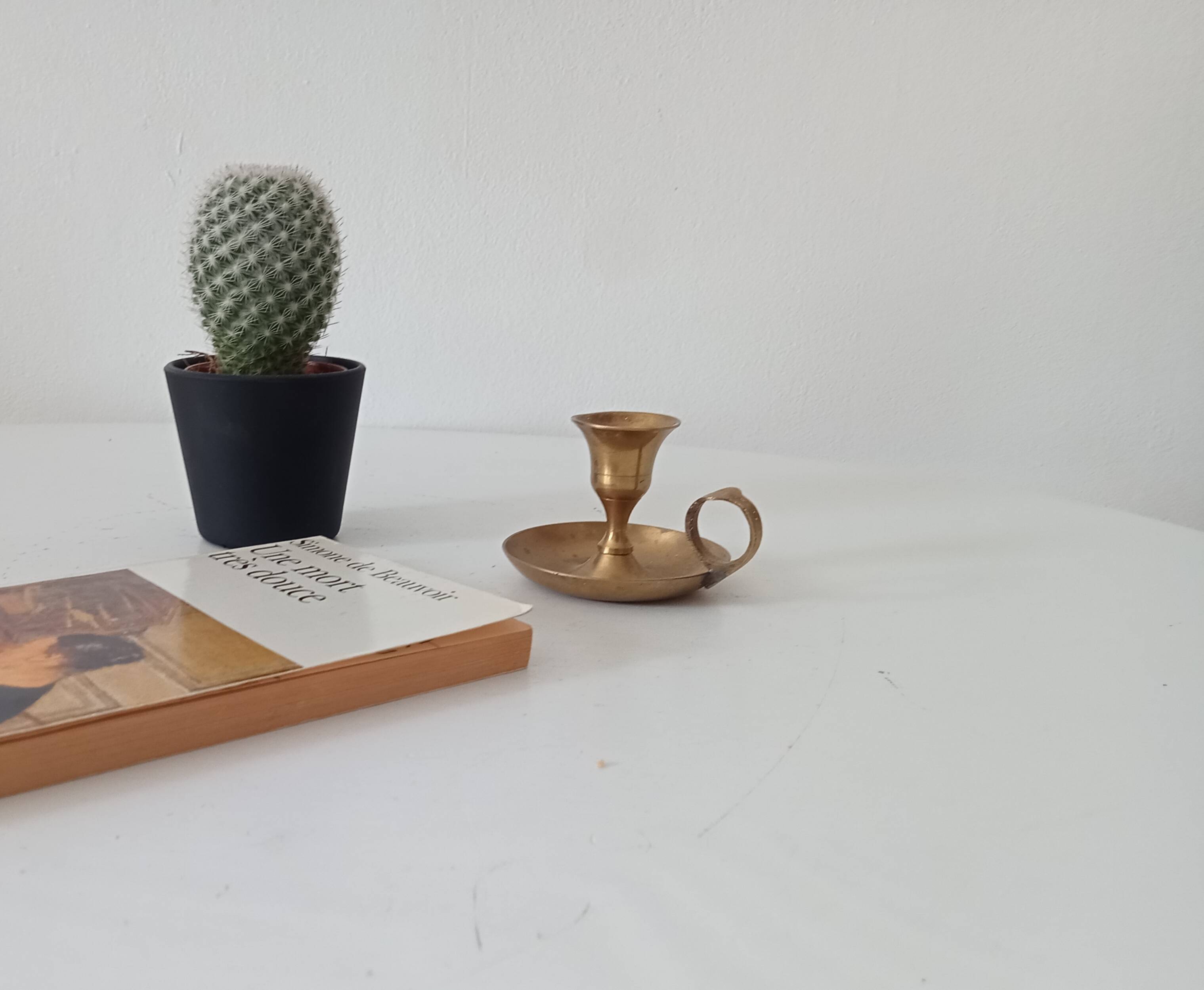 Vintage brass hand candle holder