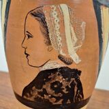 Signed Breton terracotta vase