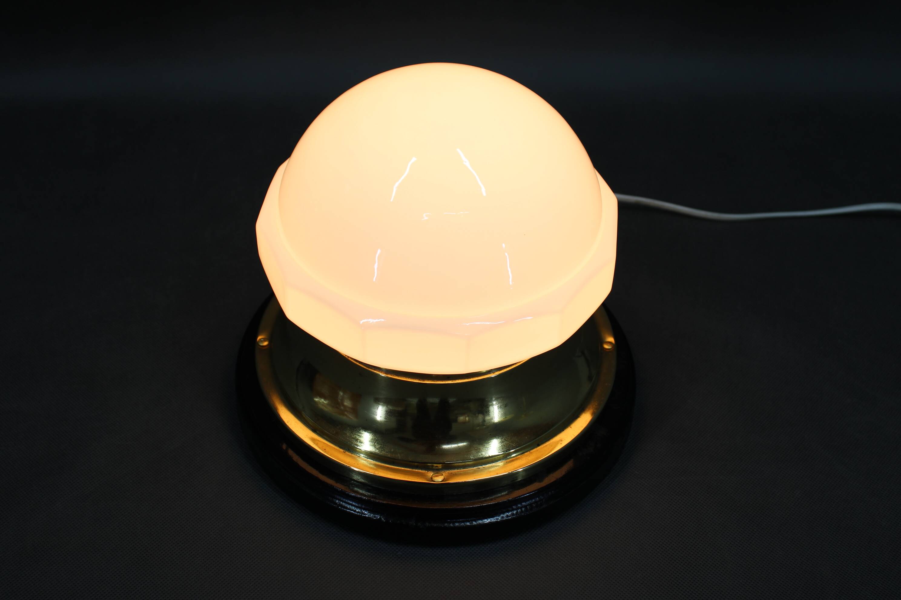 1920s Secession Brass and Glass Table lamp, Czechoslovakia