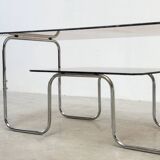 1980s 2-tier chrome coffee table