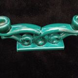 Green ceramic art deco candlestick