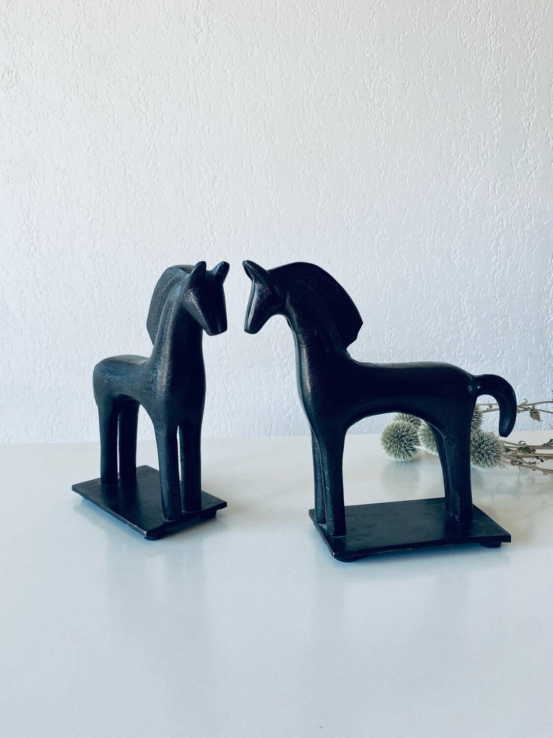 Pair of iron horse bookends