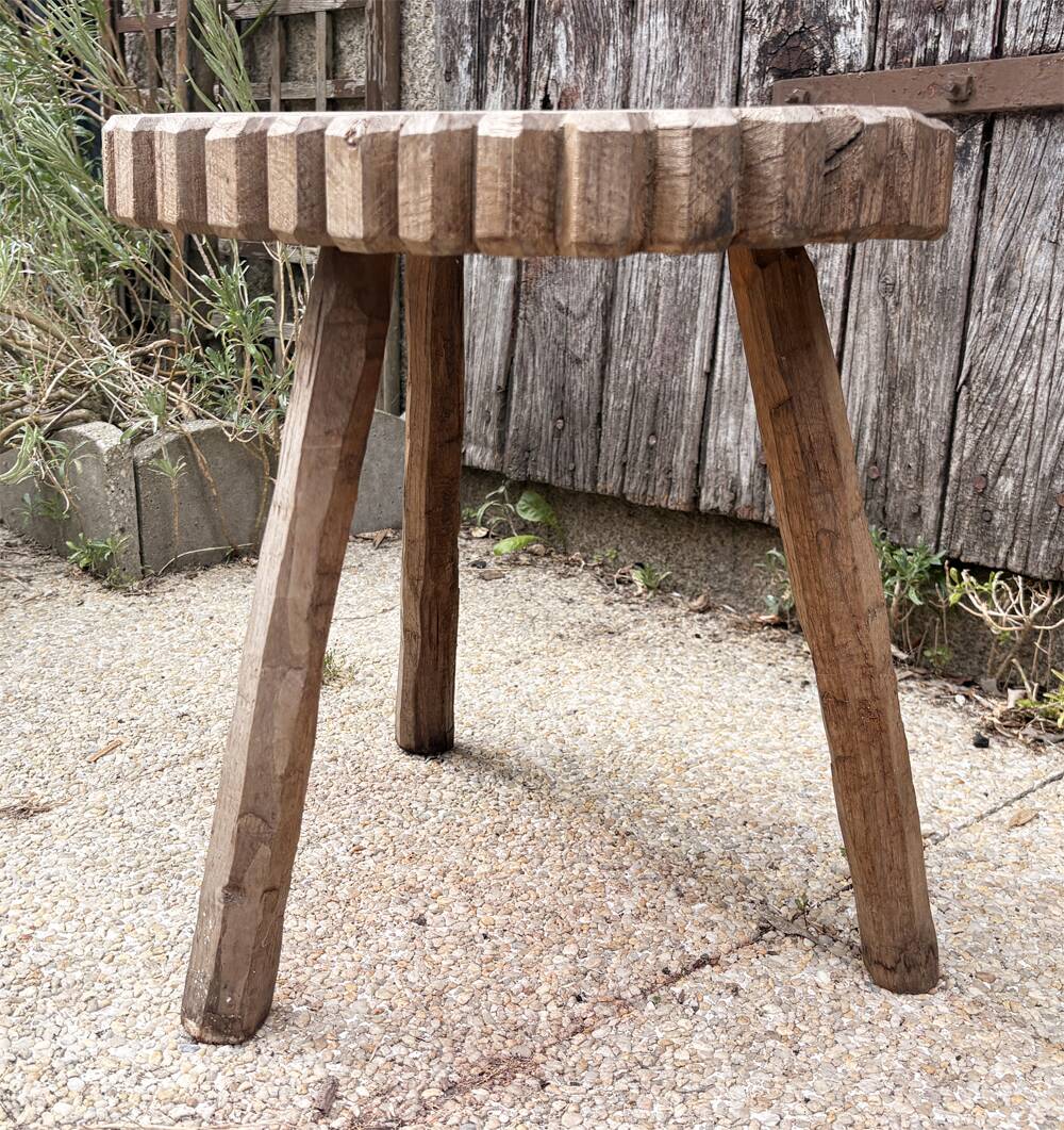 Sculptural brutalist stool, vintage side table, 1950s.