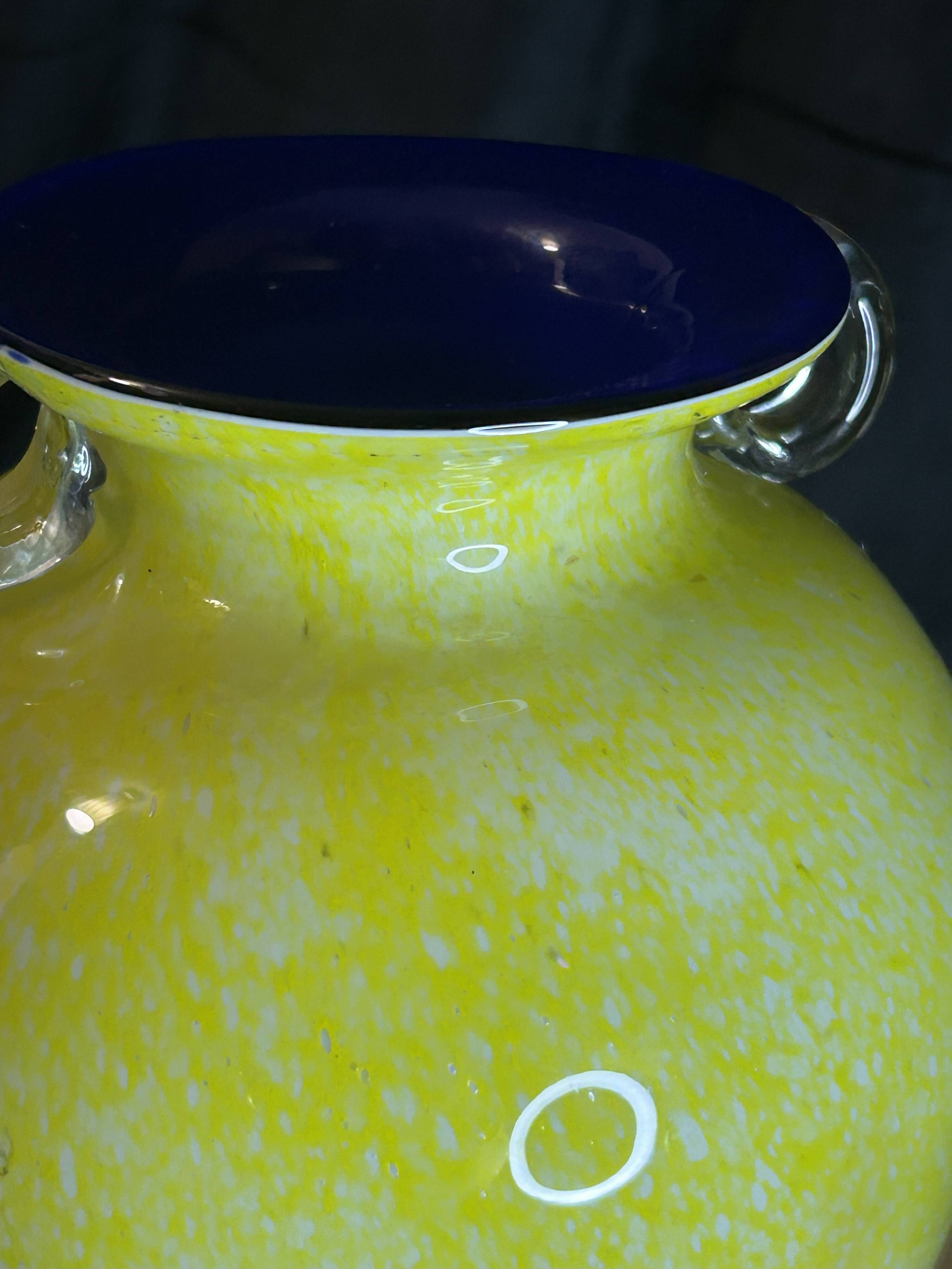 Murano Glass - Moretti Workshop - Large designer glass vase with inclusions