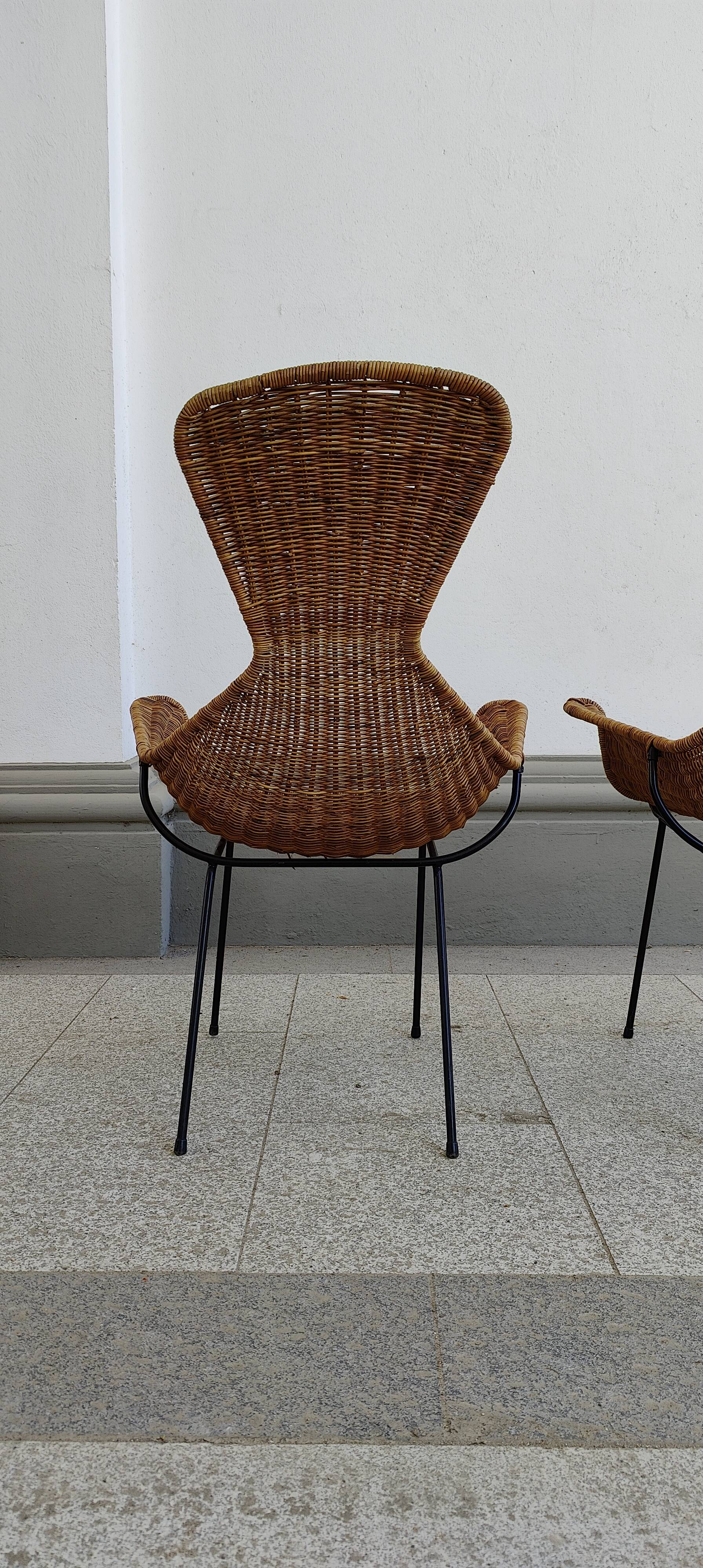 pair of Italian wicker chairs