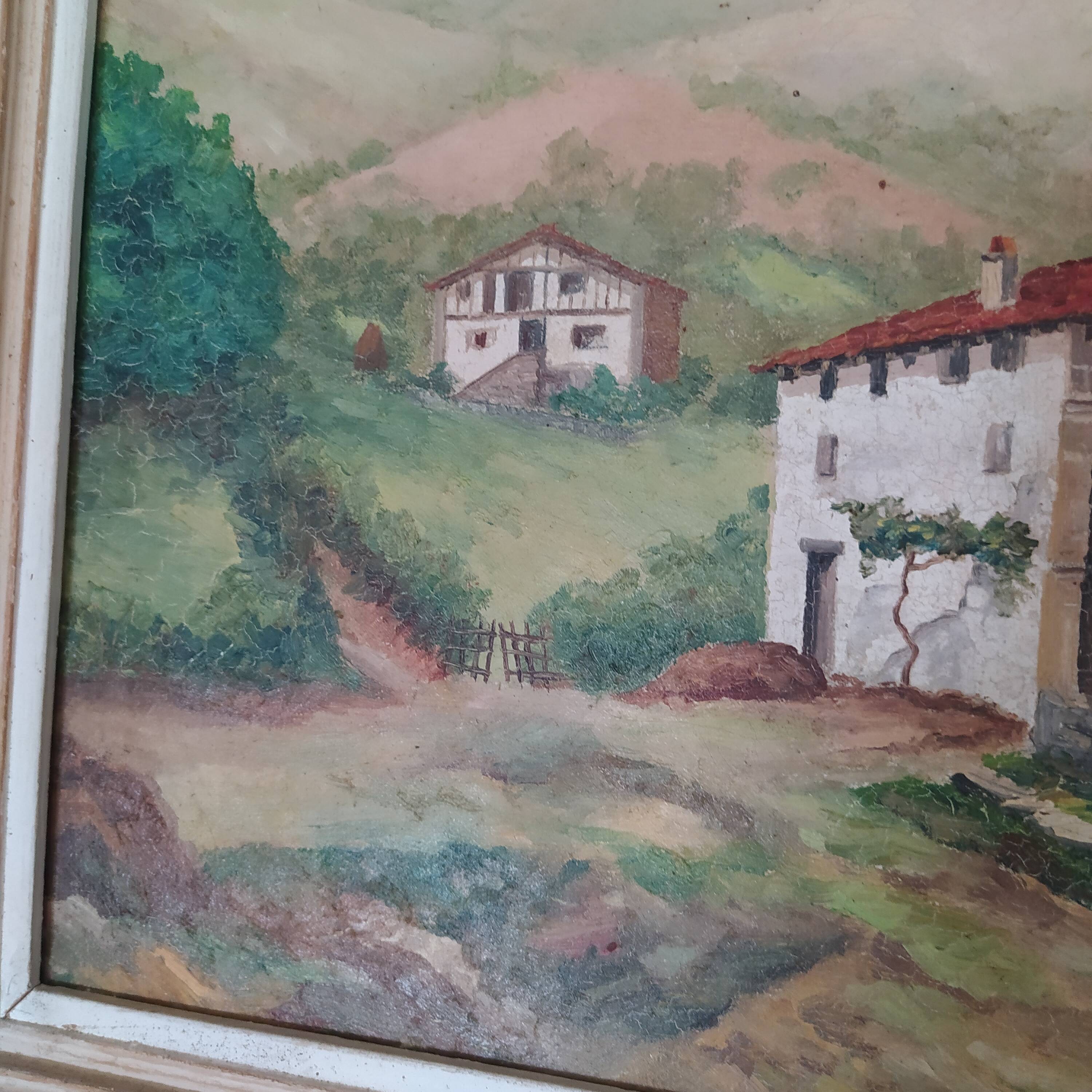 oil on canvas Basque landscape signed Yves Babonnaud 20th century