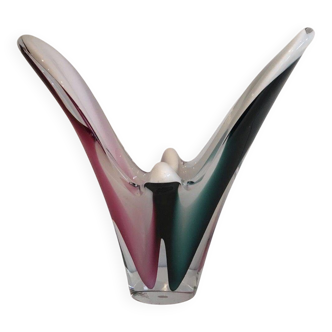 Multicoloured shell glass vase signed Flygsfors, 1956