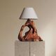 Sculptural lamp made of olive wood, around 1960.