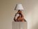 Sculptural lamp made of olive wood, around 1960.