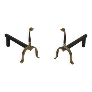 Paire de chenets en laiton - maison