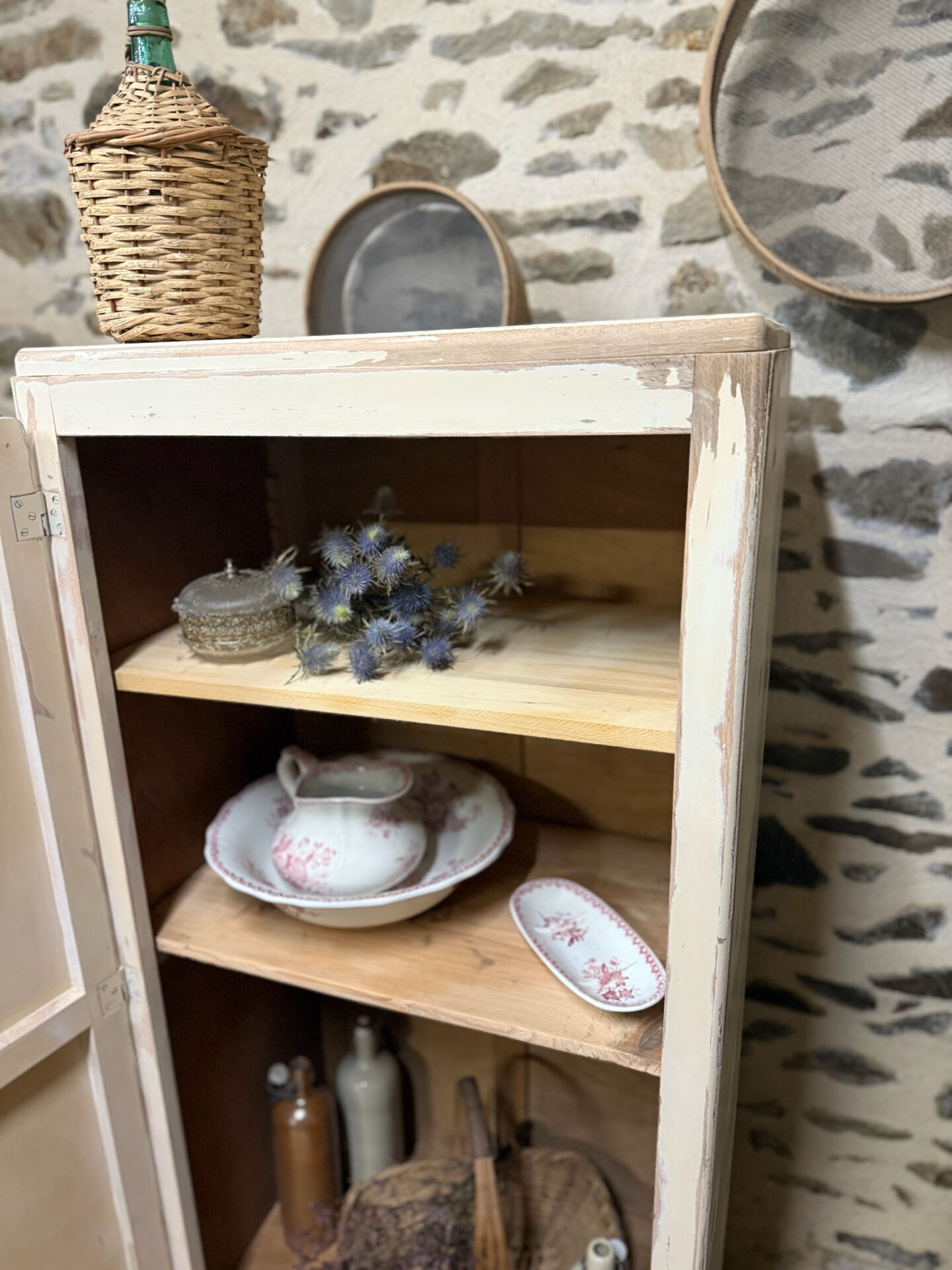 Small one-door Art Deco cabinet with a patina.