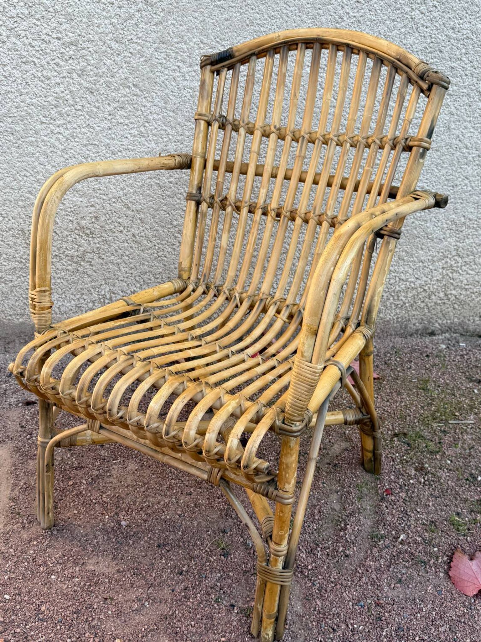 Set of 3 rattan armchairs from the 1970s France