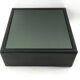 Table basse carrée en cuir noir avec plateau miroir, années 1970
