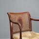 Antique beech armchair stained walnut and fabric, Italy, 19th century