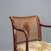 Antique beech armchair stained walnut and fabric, Italy, 19th century