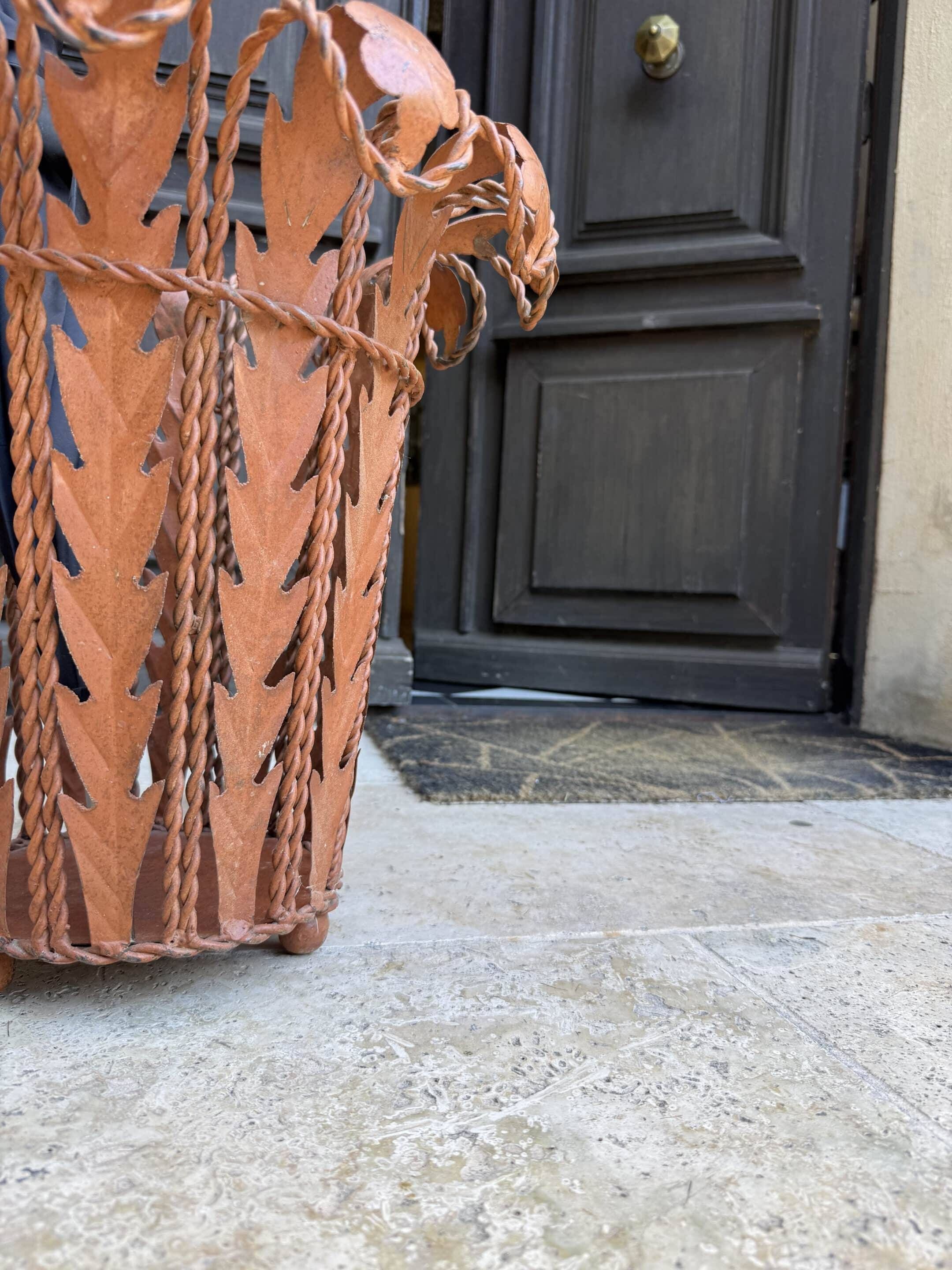 Umbrella stand or metal plant pot inspired by Art Nouveau, 20th century