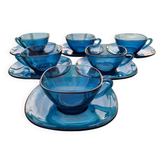 Set of 6 vintage coffee cups and saucers signed Vereco France