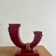 Art Deco red ceramic double candle holder