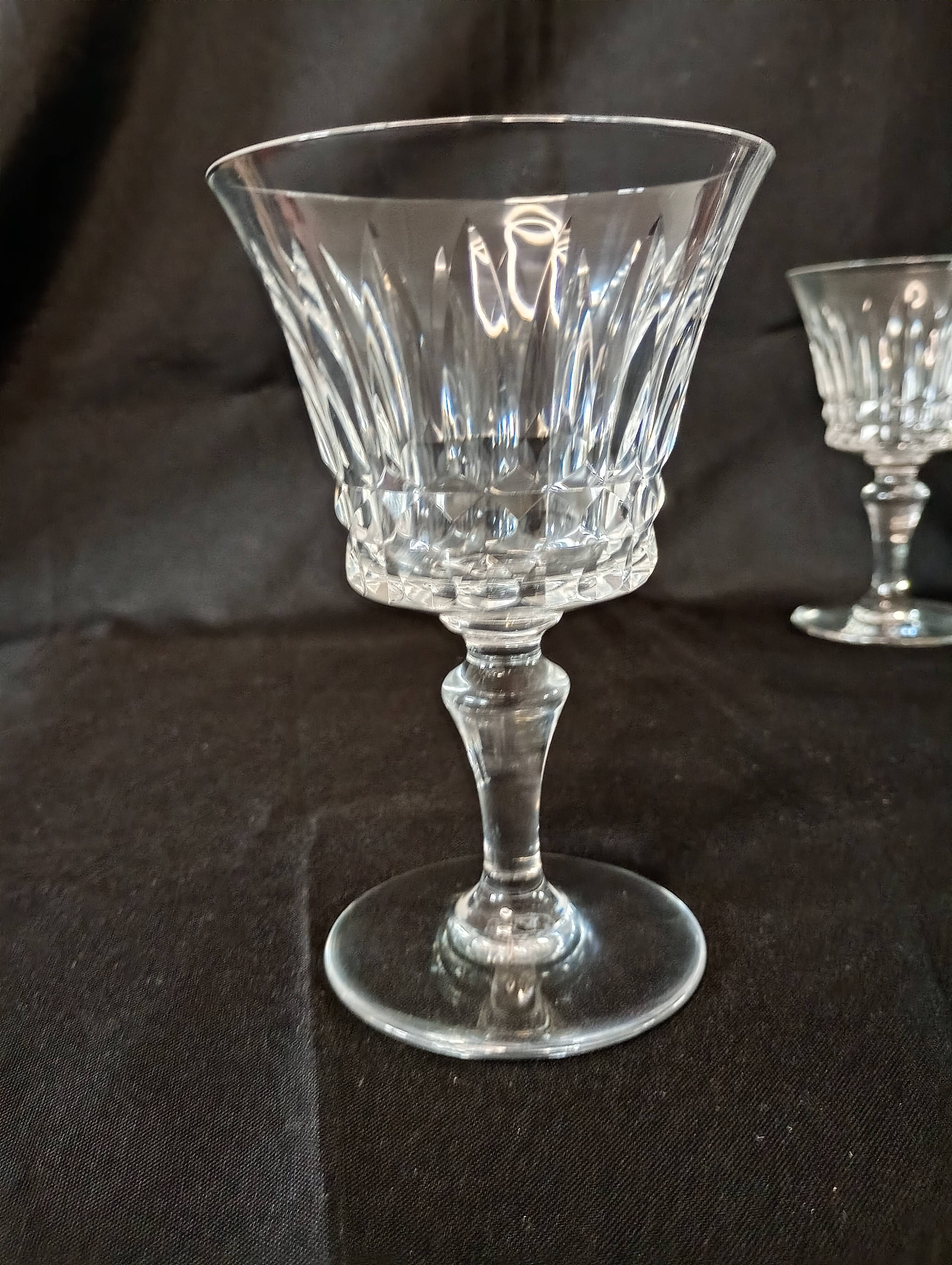 Set of 12 Baccarat Piccadilly Cut Crystal Red Wine Goblets