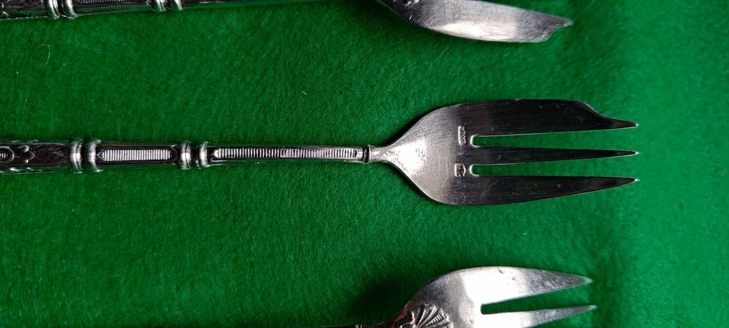 12 silver cake forks