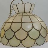 Vintage capiz shell pendant light, Tiffany style, retro lighting fixture